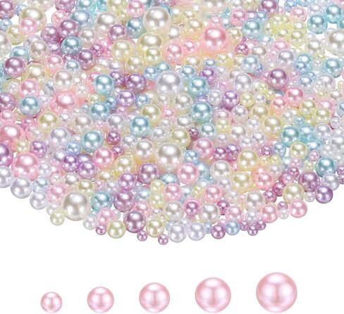 PATIKIL 1000 Pcs No Hole Pearls, 3mm 4mm 5mm 6mm 8mm Mini Round Faux Pearl for Art Crafts Jewelry Making Nail Vase Filler Birthday Wedding Party, Light Pink/Light Yellow in Kuwait