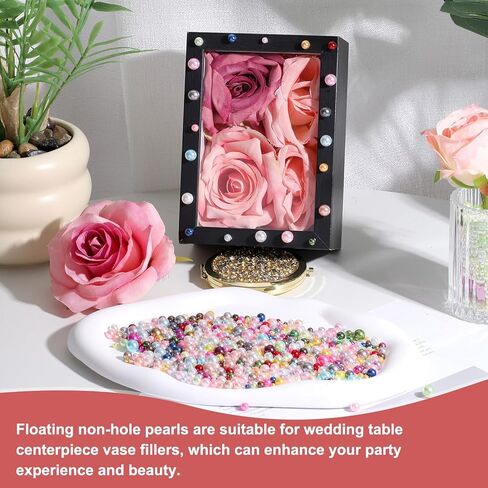 PATIKIL 1000 Pcs No Hole Pearls, 3mm 4mm 5mm 6mm 8mm Mini Round Faux Pearl for Art Crafts Jewelry Making Nail Vase Filler Birthday Wedding Party, Light Pink/Light Yellow in Kuwait