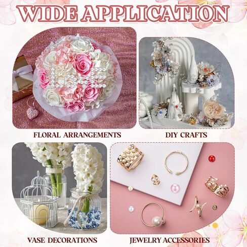 PATIKIL 1000 Pcs No Hole Pearls, 3mm 4mm 5mm 6mm 8mm Mini Round Faux Pearl for Art Crafts Jewelry Making Nail Vase Filler Birthday Wedding Party, Light Pink/Light Yellow in Kuwait
