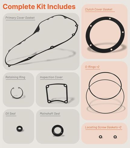 8PCS Primary Cover Gasket Kit 34906-85 Compatible with Harley-Davidson Twin Cam Touring 1999-2006, Clutch Inspection Seal Set for Road King FLHR Electra Glide FLHT Road Glide FLTR Street Glide FLHX in Saudi Arabia