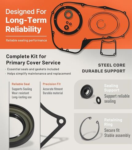 8PCS Primary Cover Gasket Kit 34906-85 Compatible with Harley-Davidson Twin Cam Touring 1999-2006, Clutch Inspection Seal Set for Road King FLHR Electra Glide FLHT Road Glide FLTR Street Glide FLHX in Saudi Arabia