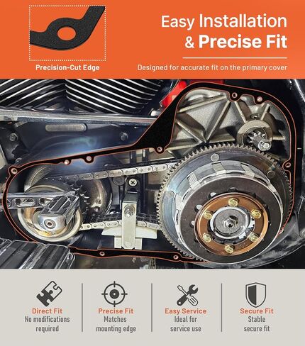 8PCS Primary Cover Gasket Kit 34906-85 Compatible with Harley-Davidson Twin Cam Touring 1999-2006, Clutch Inspection Seal Set for Road King FLHR Electra Glide FLHT Road Glide FLTR Street Glide FLHX in Saudi Arabia