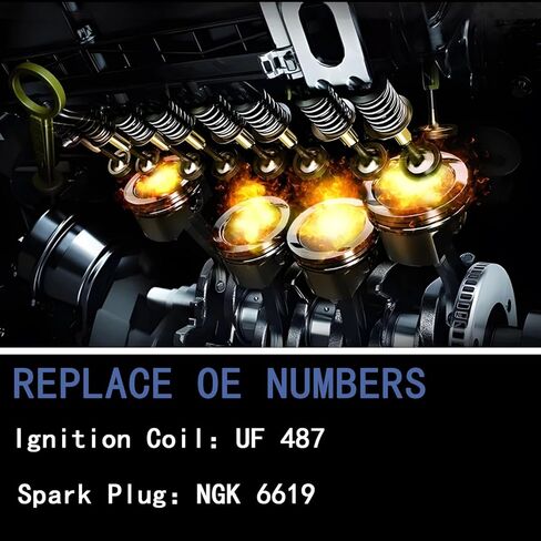 UF487 Ignition Coil 6619 Spark Plug Compatible with Toyota Land Cruiser Sequoia Tundra Lexus GX460 LS460 LS600h LX570 2007 2008 2009 2010 2011 2012 2013 2014 2015 2016 2017 2018 2019 2020 2021 in Saudi Arabia