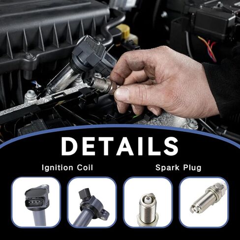 UF487 Ignition Coil 6619 Spark Plug Compatible with Toyota Land Cruiser Sequoia Tundra Lexus GX460 LS460 LS600h LX570 2007 2008 2009 2010 2011 2012 2013 2014 2015 2016 2017 2018 2019 2020 2021 in Saudi Arabia