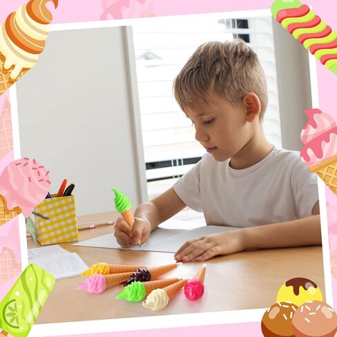 Eaasty 36 Sets Summer Party Gift Favors Ice Cream Ballpoint Pens with Watermelon Notecards Summer Vacation Gift Bulk for Student Class Rewards Ice Cream Party Supplies in Kuwait