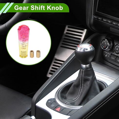 Diamond Tricolor Crystal Shift Knob Gear Shifter Knob Acrylic Stick Shifter Lever Knob for Automatic and Manual Vehicle W/ 2 Adapter Red Yellow 1 Set in Kuwait