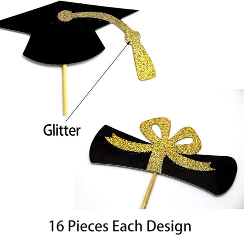 2026 Graduation Cupcake Toppers, 48 PCS Food/Appetizer Picks For Graduation Party Mini Cake Decorations, Diploma, 2026, Grad Cap Set 48 Pieces (Gold) in Kuwait