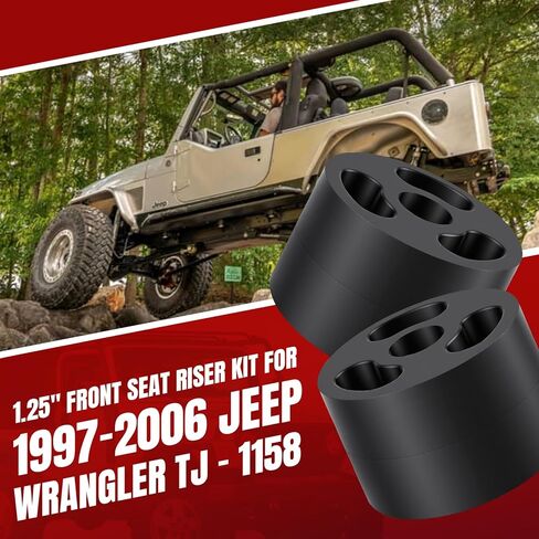 MARINOVA 1.25" Front Seat Riser Kit for 1997-2006 4WD Jeep Wrangler TJ， fits 2004-2006 4WD Jeep Wrangler TJ Unlimited, Black in Saudi Arabia