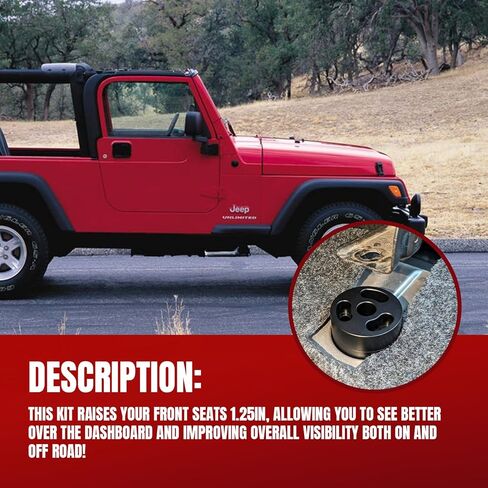 MARINOVA 1.25" Front Seat Riser Kit for 1997-2006 4WD Jeep Wrangler TJ， fits 2004-2006 4WD Jeep Wrangler TJ Unlimited, Black in Saudi Arabia