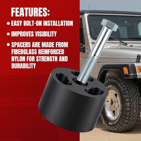 MARINOVA 1.25" Front Seat Riser Kit for 1997-2006 4WD Jeep Wrangler TJ， fits 2004-2006 4WD Jeep Wrangler TJ Unlimited, Black in Saudi Arabia