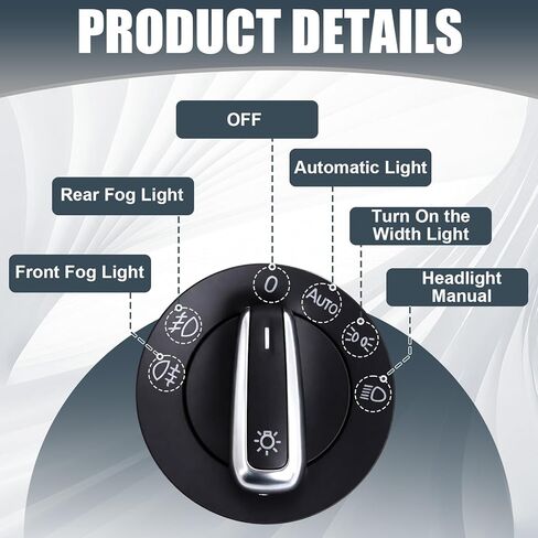 Generic Auto Headlight Sensor Chrome Switch, Replacement for 5ND 941 431 B, Fits for Golf MK5 / Golf MK6 / Tiguan/Jetta MK5, Automatic Headlight On/Off in Kuwait