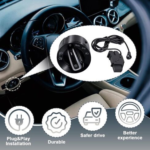 Generic Auto Headlight Sensor Chrome Switch, Replacement for 5ND 941 431 B, Fits for Golf MK5 / Golf MK6 / Tiguan/Jetta MK5, Automatic Headlight On/Off in Kuwait