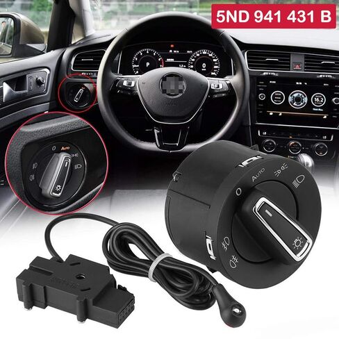 Generic Auto Headlight Sensor Chrome Switch, Replacement for 5ND 941 431 B, Fits for Golf MK5 / Golf MK6 / Tiguan/Jetta MK5, Automatic Headlight On/Off in Kuwait