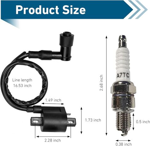 2PCS High Motorcycle Ignition Coil with A7TC Spark Plug, Plug & Play Accessories for CG125 50CC 90CC 110CC 150CC 125CC 150CC 200CC 250CC Vertical Engine ATV Dirt Bike (Black) in Saudi Arabia