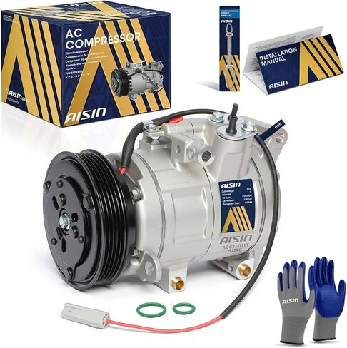 AISIN AFTERMARKET ACCZ-00711 Air Conditioner AC Compressor - Compatible with Mazda 3 2010-2013 2.0L, 3 Sport 2010-2013 2.0L - with 5-Pulley Groove, with Clutch in Kuwait