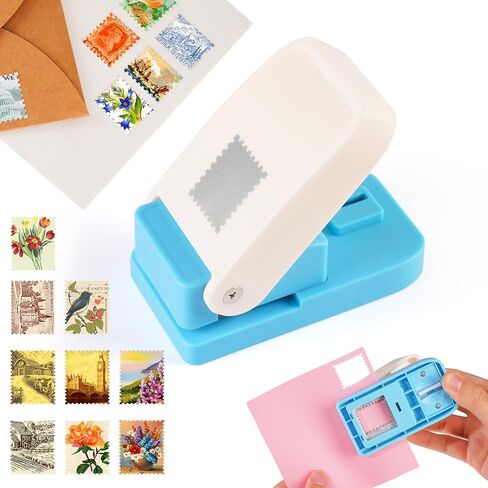 Stamp Punch, 1x0.8 Rectangular Postage Stamp Puncher, Stamps Shaped Stamp Paper Punch with Scalloped Edge Lever Action Craft, Stamp Cutter Hole Punch for Scrapbooking, Journaling, Card Making in Saudi Arabia