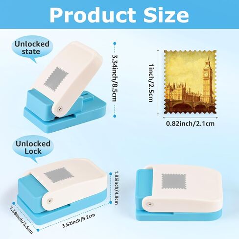 Stamp Punch, 1x0.8 Rectangular Postage Stamp Puncher, Stamps Shaped Stamp Paper Punch with Scalloped Edge Lever Action Craft, Stamp Cutter Hole Punch for Scrapbooking, Journaling, Card Making in Saudi Arabia