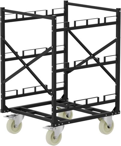 Stanchion Post Cart 6 Posts, Crowd Control Stanchion Cart with Lockable Wheels, Easy to Assemble Post Storage Cart，Ideal for High-Traffic Areas in Saudi Arabia