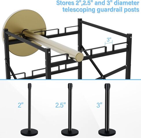 Stanchion Post Cart 6 Posts, Crowd Control Stanchion Cart with Lockable Wheels, Easy to Assemble Post Storage Cart，Ideal for High-Traffic Areas in Saudi Arabia