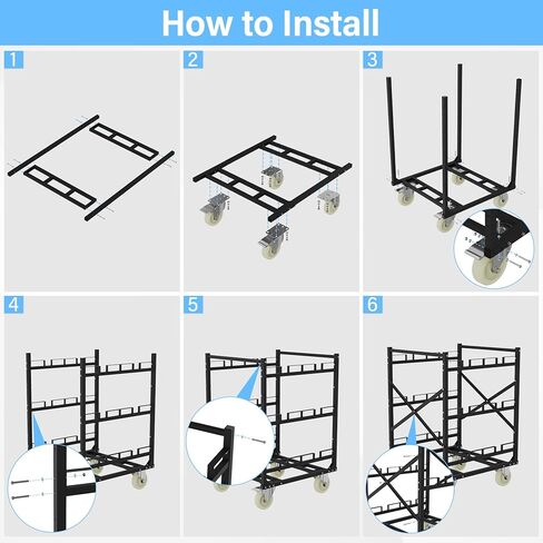 Stanchion Post Cart 6 Posts, Crowd Control Stanchion Cart with Lockable Wheels, Easy to Assemble Post Storage Cart，Ideal for High-Traffic Areas in Saudi Arabia