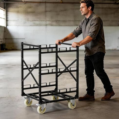 Stanchion Post Cart 6 Posts, Crowd Control Stanchion Cart with Lockable Wheels, Easy to Assemble Post Storage Cart，Ideal for High-Traffic Areas in Saudi Arabia
