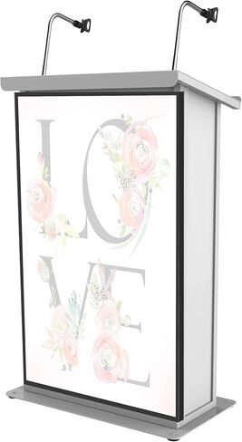 منصة Prox X-Maestro Media WH Maestro Multi-Media Lectern Podium - تلفزيونات بشاشة مسطحة LED مقاس 32 بوصة، وحامل ميكروفون معقوف، لمسة نهائية بيضاء - مثالية للمحاضرات والخطب والكنائس - بناء عالي التحمل، إعداد EZ in Kuwait