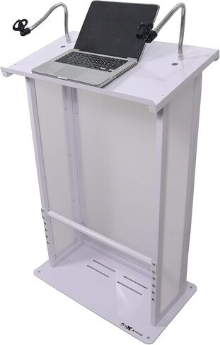 منصة Prox X-Maestro Media WH Maestro Multi-Media Lectern Podium - تلفزيونات بشاشة مسطحة LED مقاس 32 بوصة، وحامل ميكروفون معقوف، لمسة نهائية بيضاء - مثالية للمحاضرات والخطب والكنائس - بناء عالي التحمل، إعداد EZ in Kuwait