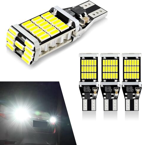 Pack-4 LED Reverse Lights, T15 4014 45SMD Chipsets Backup Reverse Light Bulbs, Canbus Error Free Brake Stop Cargo Backup Lights Universal for Most Cars (White), SINLED1605WH-T15-4PS in Kuwait