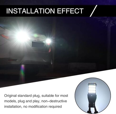 Pack-4 LED Reverse Lights, T15 4014 45SMD Chipsets Backup Reverse Light Bulbs, Canbus Error Free Brake Stop Cargo Backup Lights Universal for Most Cars (White), SINLED1605WH-T15-4PS in Kuwait
