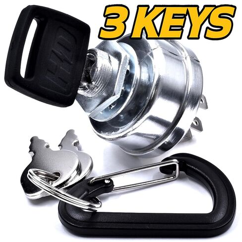 HD Switch Replaces John Deere AM103286, AM32318 Starter Ignition Key Switch - Includes 3 Keys, Mounting Hardware & Free Carabiner in Kuwait
