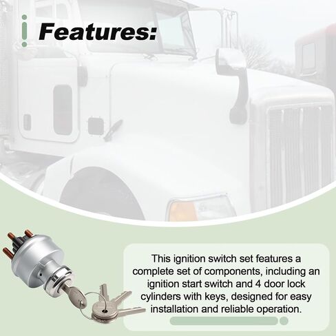 Ignition Start Switch Set with 4 Pcs Door Lock Cylinder and 4 Keys Compatible with Peterbilt 349 359 362 377 378 379 385 Truck Replace 30GN15 34RC156 23-09994C268 23-08598 in Saudi Arabia