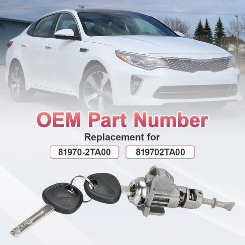 Front Door Lock Cylinder with 2 Keys Compatible with Kia Optima 1.6L L4 2016-2018, Optima 2.0L 2.4L L4 2011-2018 Left Driver Side Switch Tumbler Replacement for 81970-2TA00 819702TA00 in Saudi Arabia
