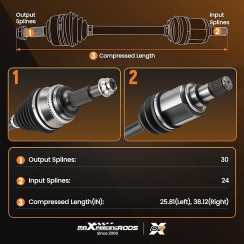 maXpeedingrods Pair (2) Front CV Axle Shaft Assembly for Lexus ES350 2007-2018, Toyota Avalon 2007-2016, Camry 2007-2017, L4 V6 2.5L 3.5L, Left and Right Side, Replace# 66-5279, 66-5265 in Kuwait
