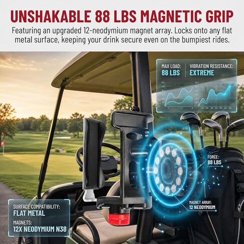 Heavy-Duty Magnetic Cup Holder for Tractor, [3.5" Base, 88lb Force], Upgraded Adjustable Drink Holder for Large Water Bottles (2.36-3.54" Dia), Cup Holder for Mower, School Bus, Truck, Golf Cart in Saudi Arabia