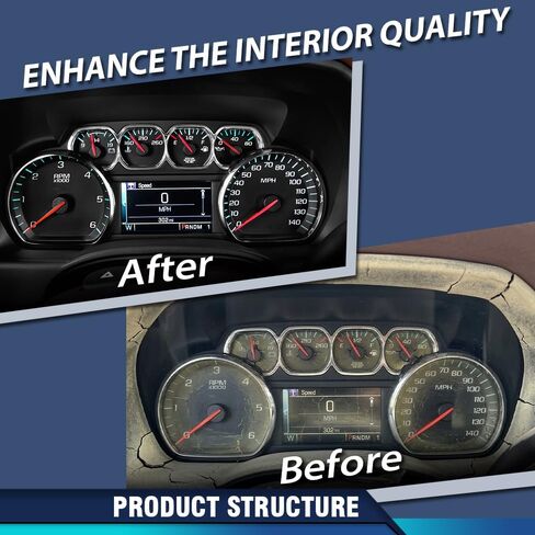 PIT66 Speedometer Gauge Cover, Instrument Cluster Lens Cover Fit GMC Sierra 1500/2500 HD/3500HD Yukon/XL 2014-2018, Fit Tahoe Silverado 1500/2500 HD/3500 HD 2014-2016 Dash Cover Interior Accessories in Kuwait