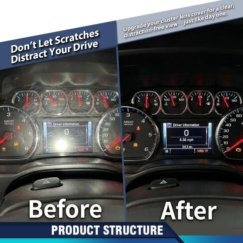 PIT66 Speedometer Gauge Cover, Instrument Cluster Lens Cover Fit GMC Sierra 1500/2500 HD/3500HD Yukon/XL 2014-2018, Fit Tahoe Silverado 1500/2500 HD/3500 HD 2014-2016 Dash Cover Interior Accessories in Kuwait
