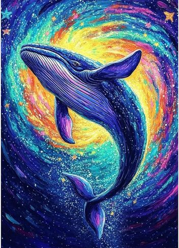 NAIMOER Whales Diamond Art Kits for Adults Beginner, 5D Diamond Painting Kit, Full Drill Gem Art DIY Paint by Diamonds Dot, Diamond Painting Crafts for Home Wall Decor 12x16inch in Kuwait