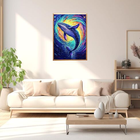 NAIMOER Whales Diamond Art Kits for Adults Beginner, 5D Diamond Painting Kit, Full Drill Gem Art DIY Paint by Diamonds Dot, Diamond Painting Crafts for Home Wall Decor 12x16inch in Kuwait