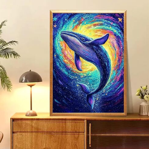NAIMOER Whales Diamond Art Kits for Adults Beginner, 5D Diamond Painting Kit, Full Drill Gem Art DIY Paint by Diamonds Dot, Diamond Painting Crafts for Home Wall Decor 12x16inch in Kuwait