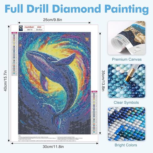 NAIMOER Whales Diamond Art Kits for Adults Beginner, 5D Diamond Painting Kit, Full Drill Gem Art DIY Paint by Diamonds Dot, Diamond Painting Crafts for Home Wall Decor 12x16inch in Kuwait