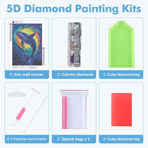 NAIMOER Whales Diamond Art Kits for Adults Beginner, 5D Diamond Painting Kit, Full Drill Gem Art DIY Paint by Diamonds Dot, Diamond Painting Crafts for Home Wall Decor 12x16inch in Kuwait