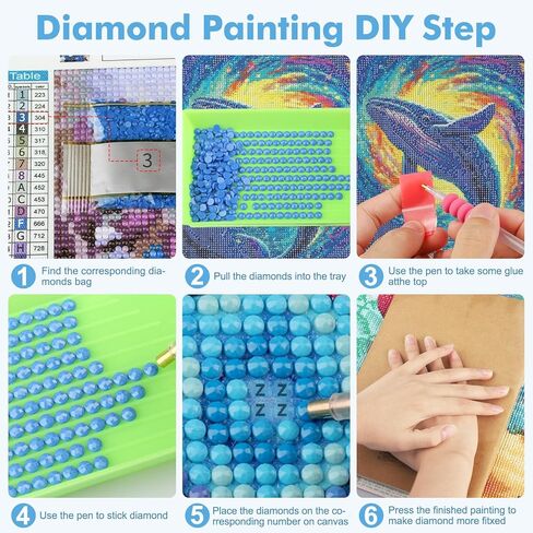 NAIMOER Whales Diamond Art Kits for Adults Beginner, 5D Diamond Painting Kit, Full Drill Gem Art DIY Paint by Diamonds Dot, Diamond Painting Crafts for Home Wall Decor 12x16inch in Kuwait