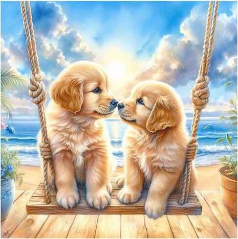 SJUTOUCI Dog Diamond Painting Kits for Adults, Puppy Diamond Art Painting Kits, 5D Round Diamond Beads Dots Art Craft for Home Decor Gift 11.8x11.8inch/30x30cm in Kuwait