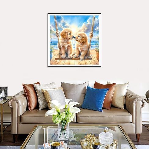 SJUTOUCI Dog Diamond Painting Kits for Adults, Puppy Diamond Art Painting Kits, 5D Round Diamond Beads Dots Art Craft for Home Decor Gift 11.8x11.8inch/30x30cm in Kuwait