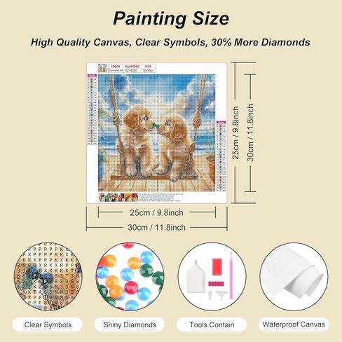 SJUTOUCI Dog Diamond Painting Kits for Adults, Puppy Diamond Art Painting Kits, 5D Round Diamond Beads Dots Art Craft for Home Decor Gift 11.8x11.8inch/30x30cm in Kuwait