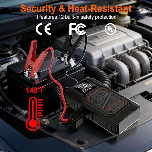 Jump Starter with Air Compressor, 6000A Car Battery Jumper Starter Portable(All Gas/10.0L Diesel), 150PSI Tire Inflator Air Pump, 12V Jump Pack, Car Emergency Kit, Car Gift for Man in Saudi Arabia
