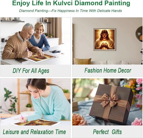 Kulvci Jesus Diamond Art Painting Kits for Adults, Diamond Art Kits for Beginners, 5D DIY Full Drill Gem Craft for Home Decor Gift 12x12inch in Saudi Arabia