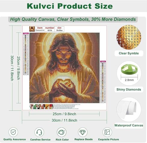 Kulvci Jesus Diamond Art Painting Kits for Adults, Diamond Art Kits for Beginners, 5D DIY Full Drill Gem Craft for Home Decor Gift 12x12inch in Saudi Arabia