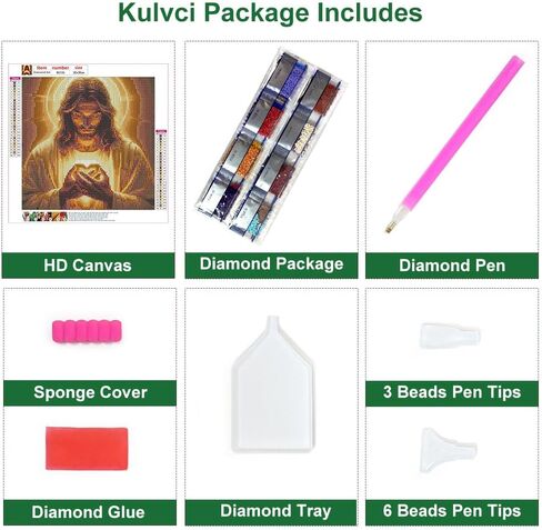 Kulvci Jesus Diamond Art Painting Kits for Adults, Diamond Art Kits for Beginners, 5D DIY Full Drill Gem Craft for Home Decor Gift 12x12inch in Saudi Arabia