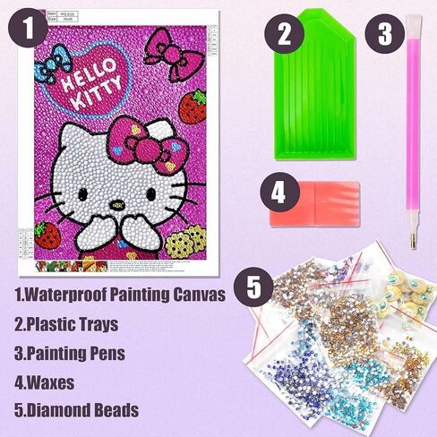 5D Diamond Art Kits for Kids Beginners with Framed, Full Drill 5D Cartoon Diamond Painting Kits for Beginners, DIY Paintings Kits for Kids Ages 8-12, Home Wall Decor 6x6 Inch, with 1 Wooden Frame in Kuwait
